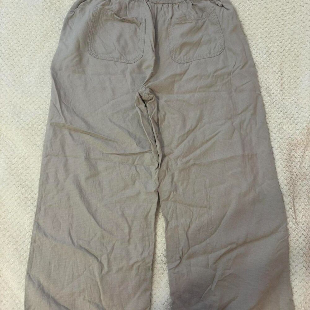 Splendid Lyocell Linen Blend Wide Leg Pull On Pants Taupe Gray Women's Small